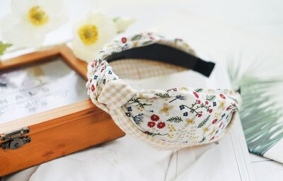 sengpan Bohemian Embroider Flowers Headband For Women Girls Hair Accessories Hairband Ethnic Wide Korean Bows Wholesale