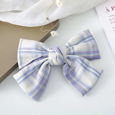 sengpan Women Girl Big Plaid Bow knot Tie Barrette Hair clips Hairpins Fashion Korean Lady Head wear Accessories Wholesale Gifts Party