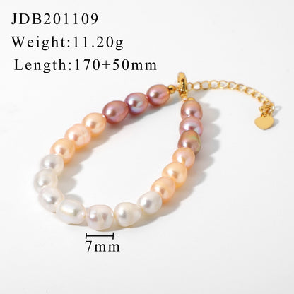 sengpan Mix Color Colorful Freshwater Pearl Strand Bracelets For Women Girls Classic Pearl Beads Bracelets  Jewelry Gifts