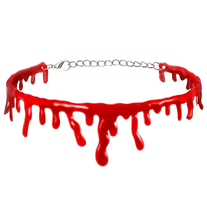 sengpan 1pc Halloween Decoration Horror Blood Drip Necklace Fake Blood Vampire Fancy Joker Choker Costume Necklaces Party Accessories