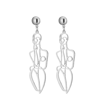 sengpan 6YM New Fashion  Punk Style Gold Color Metal  Body Hollow Out Drop Earrings for Women Girl Wedding Jewelry Gifts Wholesale