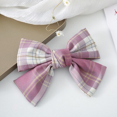 sengpan Women Girl Big Plaid Bow knot Tie Barrette Hair clips Hairpins Fashion Korean Lady Head wear Accessories Wholesale Gifts Party