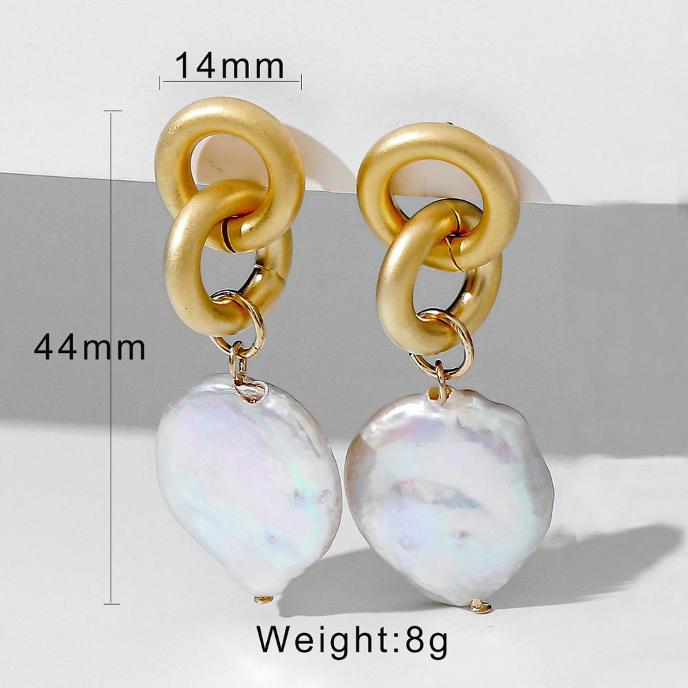 sengpan Bohemian Style Semi-Precious Stone Beads Hoop Earrings For Women Irregular Baroque Freshwater Pearl Handmade Earrings Jewelry