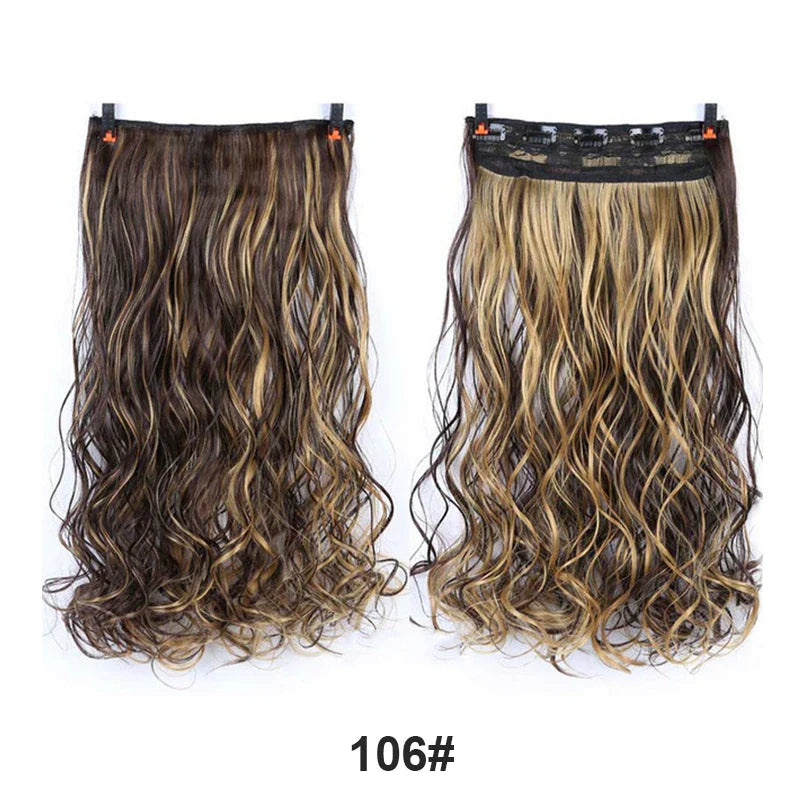 sengpan  24inche 5Clip Long Straight Hair Gradient Straight Hair Synthesis Hair Extension High Temperature Women Hair Extension