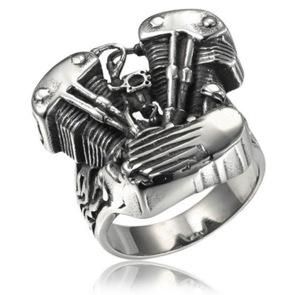 sengpan gifts for men Ring Steampunk Fashion Gothic Steel Color Motorcycle Engine Locomotive Ring Jewelry Gift