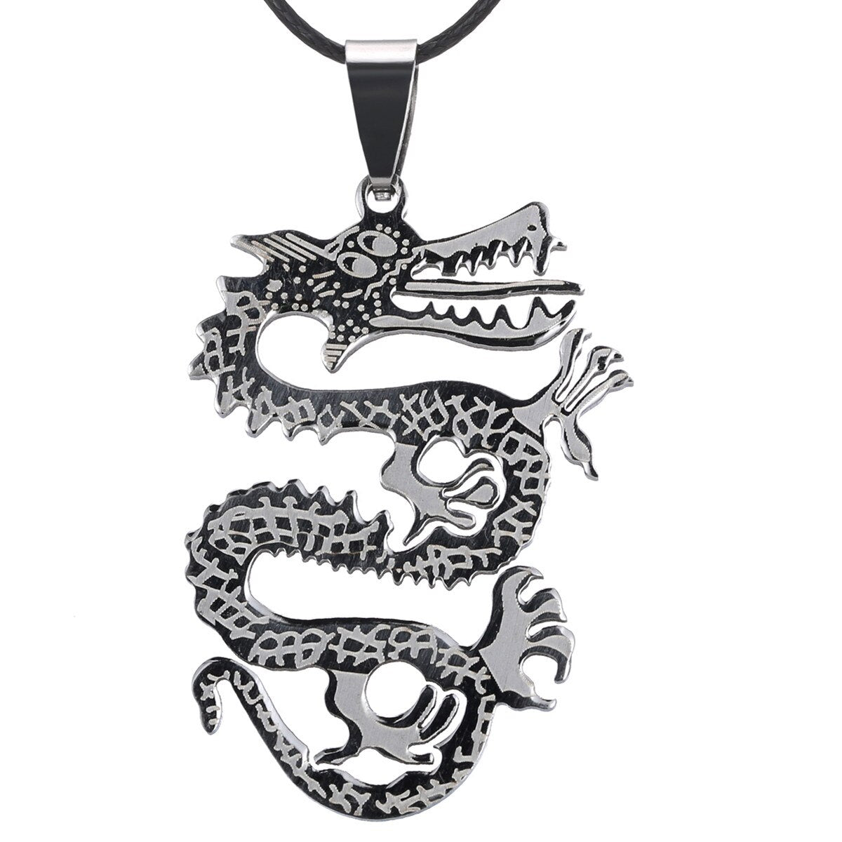 sengpan father's day gifts Men Punk Dragon Stainless Steel Necklace New Fashion Leather Chain Animal Dragon Pendant Necklace Trendy Male Jewelry Gift