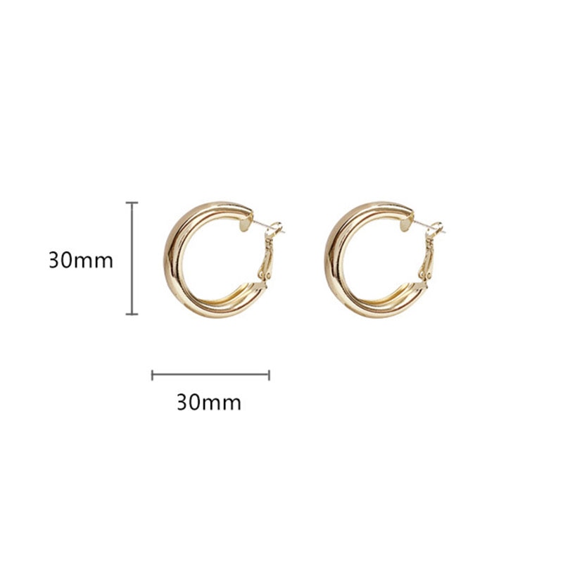 sengpan western jewelry for women Halloween gift  Trendy Smooth Gold Silver Color Thick Metal Circle Earring for Women Geometric Round Hoop Earrings Party Jewelry Gift