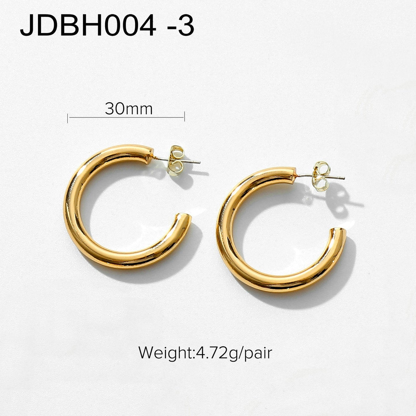 sengpan 30mm Gold Plated Brass Hoop Earrings For Women Girls Fashion Circle CC Shape Earring Minimalist Jewelry