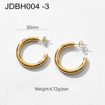 sengpan 30mm Gold Plated Brass Hoop Earrings For Women Girls Fashion Circle CC Shape Earring Minimalist Jewelry