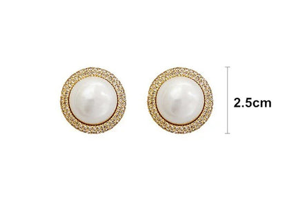 sengpan Fashion Jewelry White Imitation Pearl Earrings big Round 2.5CM Pearl Studs Earrings Statement Earrings for female