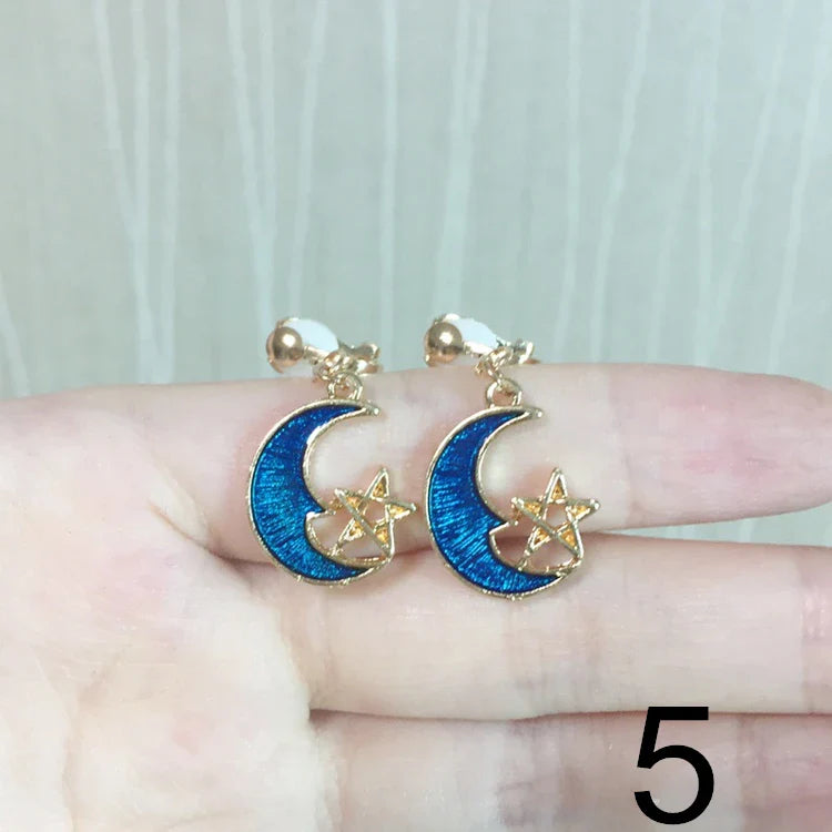 sengpan Child Blue Starfish Ear Clip Earrings Kids Cartoon Fashion No Piercing Ear Rings For Kids Gift Jewelry Korean Ear Clip Girls