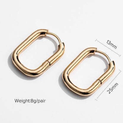 sengpan INS Gold Color Brass Hoop Huggies Earrings Small Large Circle Hoops CC Shape Statement Earrings Women Girls Unique Metal Jewelry