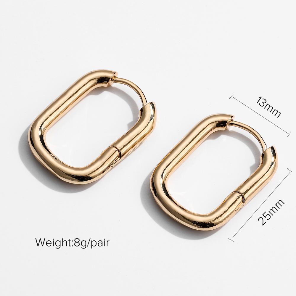 sengpan INS Gold Color Brass Hoop Huggies Earrings Small Large Circle Hoops CC Shape Statement Earrings Women Girls Unique Metal Jewelry