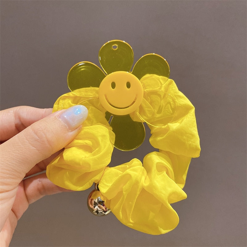 sengpan Women Hair Ties Cartoon Flower Elastic Hair Band Colorful Rubber Bands Girl Korean Hair Accessories  Scrunchies Wholesale