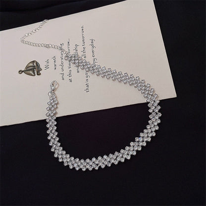 sengpan Christmas wishlist New Korea Fashion Simple Personality Necklace Inlaid Rhinestone Pearl Necklace Necklace Women's Party Jewelry Exquisite Gifts