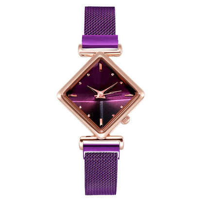 sengpan Christmas wishlist Luxury Bracelet Watches For Women Simple Purple Magnetic Square Dial Belt Dress Quartz Clock Ladies Wrist Watch Relogio