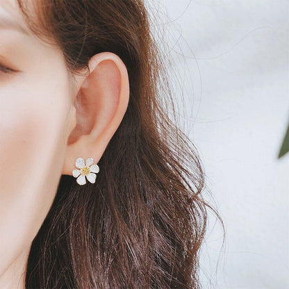 sengpan Simple daisy earrings earrings mosquito coil ear clips wild flowers without pierced jewelry