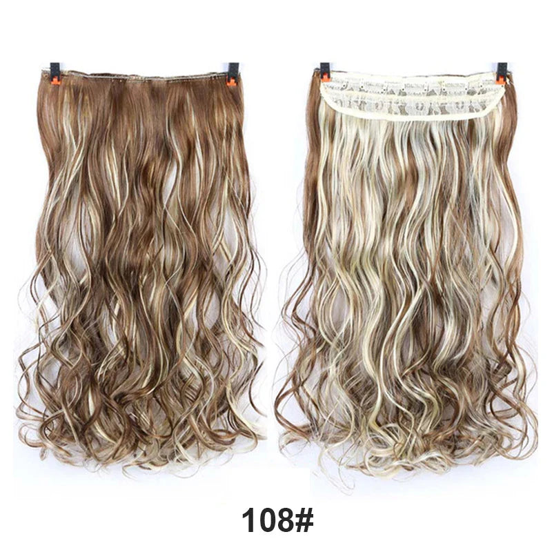 sengpan  24inche 5Clip Long Straight Hair Gradient Straight Hair Synthesis Hair Extension High Temperature Women Hair Extension