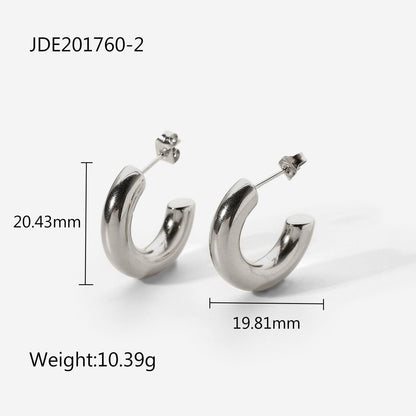 sengpan Chunky Stainless Steel 14K Gold Hoop Earrings For Women 20mm Silver Goemetric Circle CC Earrings Tarnish Free Jewelry New Trendy