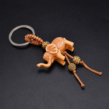 sengpan jewelry gifts for women hot sale Women Men Lucky Wooden Elephant Carving Pendant Keychain Religion Chain Key Ring Keyring Jewelry Wholesale cute keychain