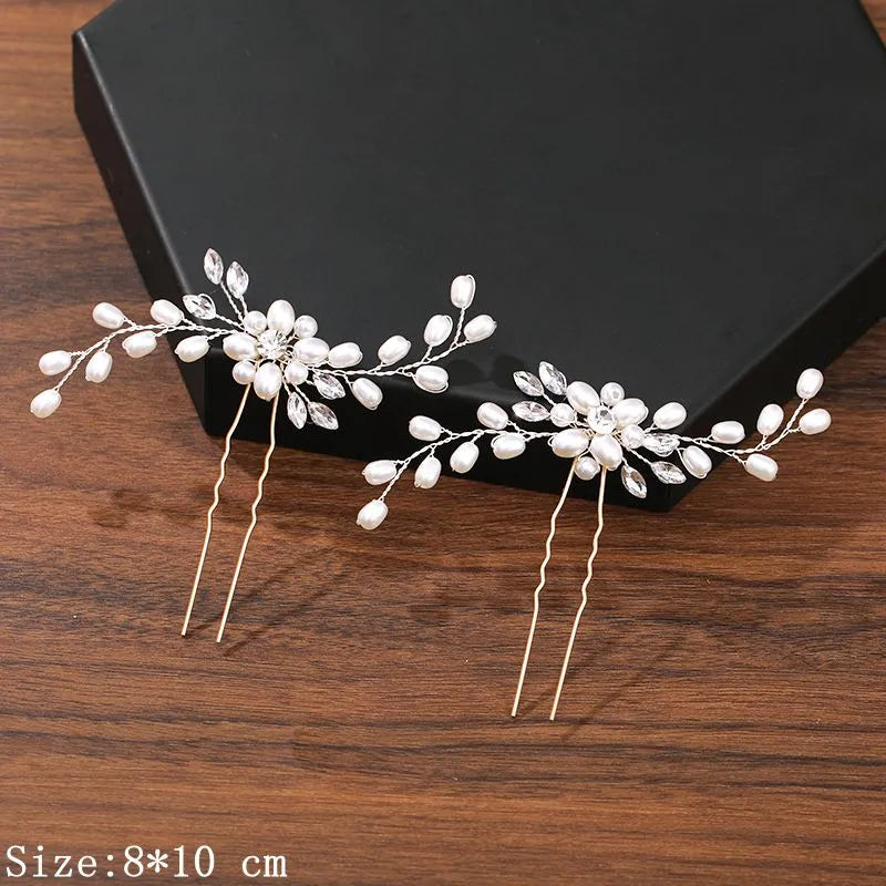 sengpan - Hair Pins Hair Accessories For Women Wedding Accessories Hair Clips Jewelry Pearl Rhinestone Flower Hair Clip Pins Headpiece