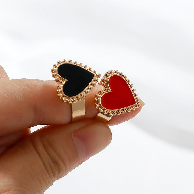 sengpan Trendy Simple Heart Rings for Women Gold Color Heart Adjustable Ring for Women Party Wedding Jewelry Accessories