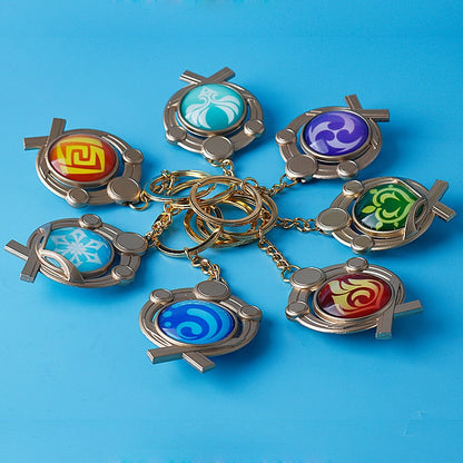 sengpan christmas gift ideas valentines day gifts for her Game Genshin Impact Vision Inazuma Keqing Wendi Xiao Keychain Luminous 원신 7 Element Weapons Eye Of Original God badge KeyRing