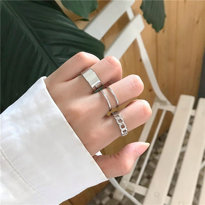 sengpan easter gifts for men Original Design Gold Sliver Color Round Hollow Geometric Rings Set For Women Fashion Cross Twist Open Ring Female Jewelry