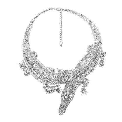 sengpan christmas wishlist valentines day gifts for her Trendy Large Gold Color Crystal Crocodile Choker Necklace For Woman New Big Crocodile In Rut Pendants Necklaces Femmle Gift