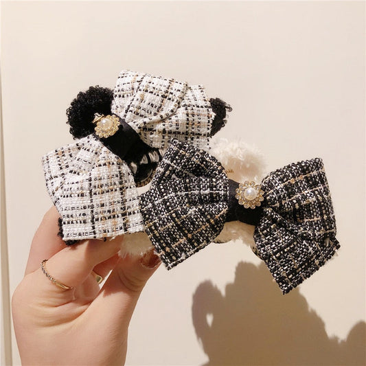 sengpan Big Hair Claw for Women Girl Plaid Bow Knot Clips Korean Handmade Fashion Head Accessories Mujer Wholesale