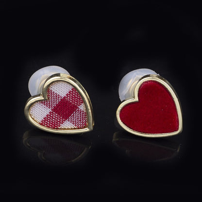 sengpan Asymmetrical red love stud earrings simple and versatile heart-shaped ear clip mosquito coil without pierced earrings