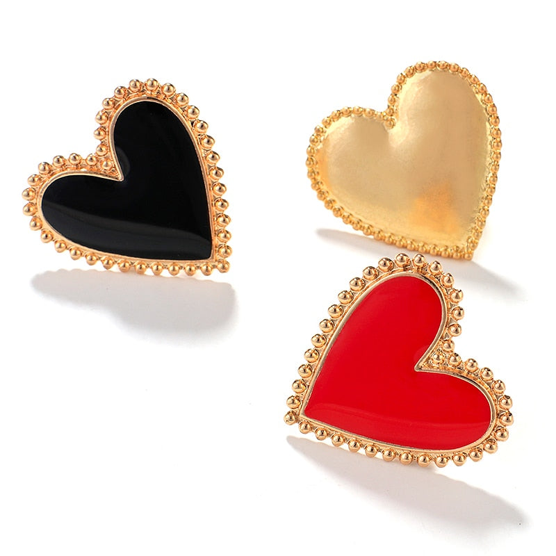 sengpan Bohemian Heart Gold Clor Rings For Women BOHO Love Heart Round Enamel Ring Female Finger Statement Fashion Jewelry