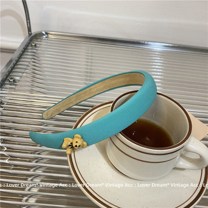 sengpan New Korean Autumn Winter Green Sponge Hairband Retro Soft Elasticity Folds Wide Headband for Women Girls Jewelry