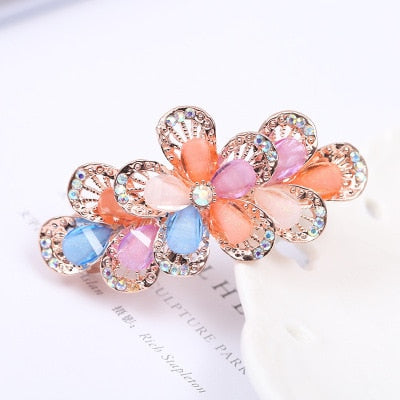 sengpan Barrette For Women Girl Rhinestone Crystal Big Hair Clip Hairpin Rose Peacock Flower Floral Head Accessories Wholesale