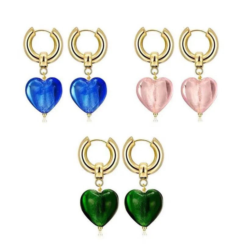 sengpan Stainless Steel Heart Earrings/Clear/Blue Earrings Girls Jewelry Gifts Wholesale Women Jewelry, Party Gifts, Fashion