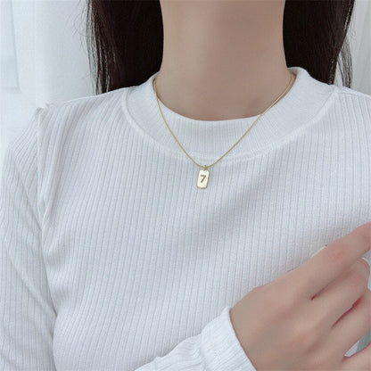 sengpan gifts for her New Korean Number 7 Pendant Necklace Punk Simple Gold Statement Chain Choker Collar Necklaces Jewelry For Women  New