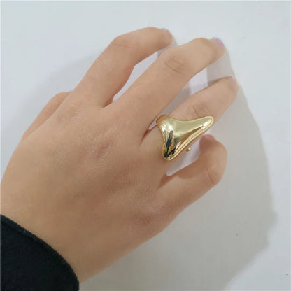 sengpan  NEW Exaggeration Punk Water Droplets Distortion Irregular Wide Version Gold Color Ring For Women Party Jewelry