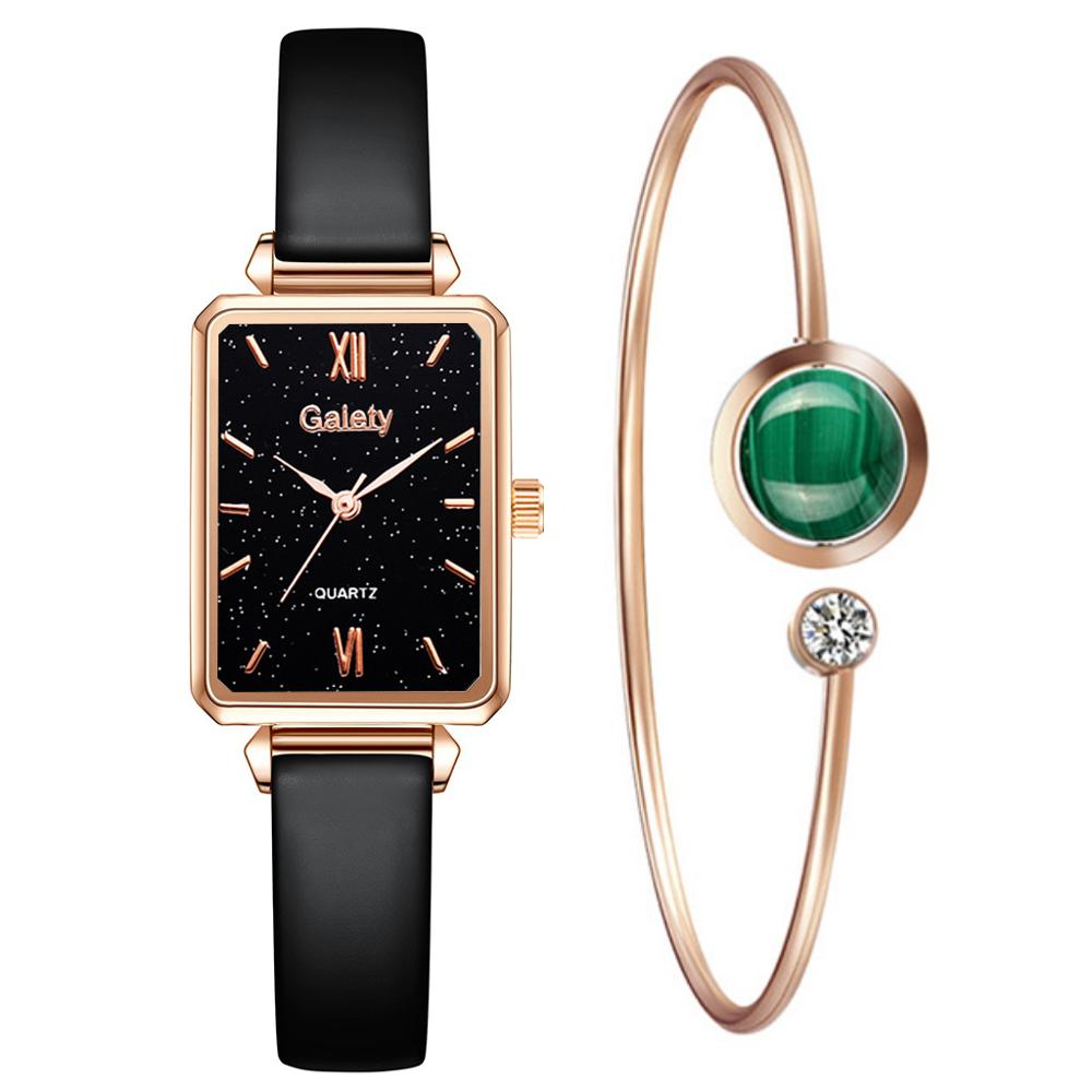 sengpan Christmas wishlist  Gaiety Brand Women Watches Fashion Square Ladies Quartz Watch Bracelet Set Green Dial Simple Rose Gold Mesh Luxury Women Watches