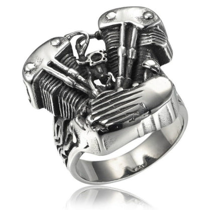 sengpan gifts for men Ring Steampunk Fashion Gothic Steel Color Motorcycle Engine Locomotive Ring Jewelry Gift