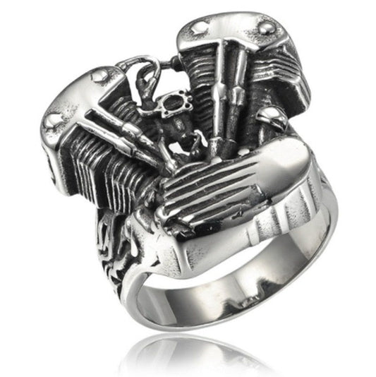 sengpan gifts for men Ring Steampunk Fashion Gothic Steel Color Motorcycle Engine Locomotive Ring Jewelry Gift