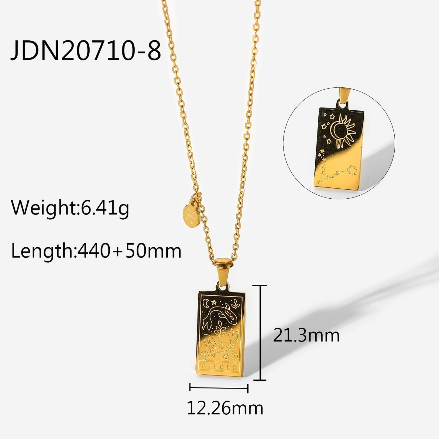 sengpan Women Jewelry 12 Constellations Necklace Stainless Steel Scorpio Leo Virgo Libra Aquarius Taurus Gold Square Pendant Necklaces