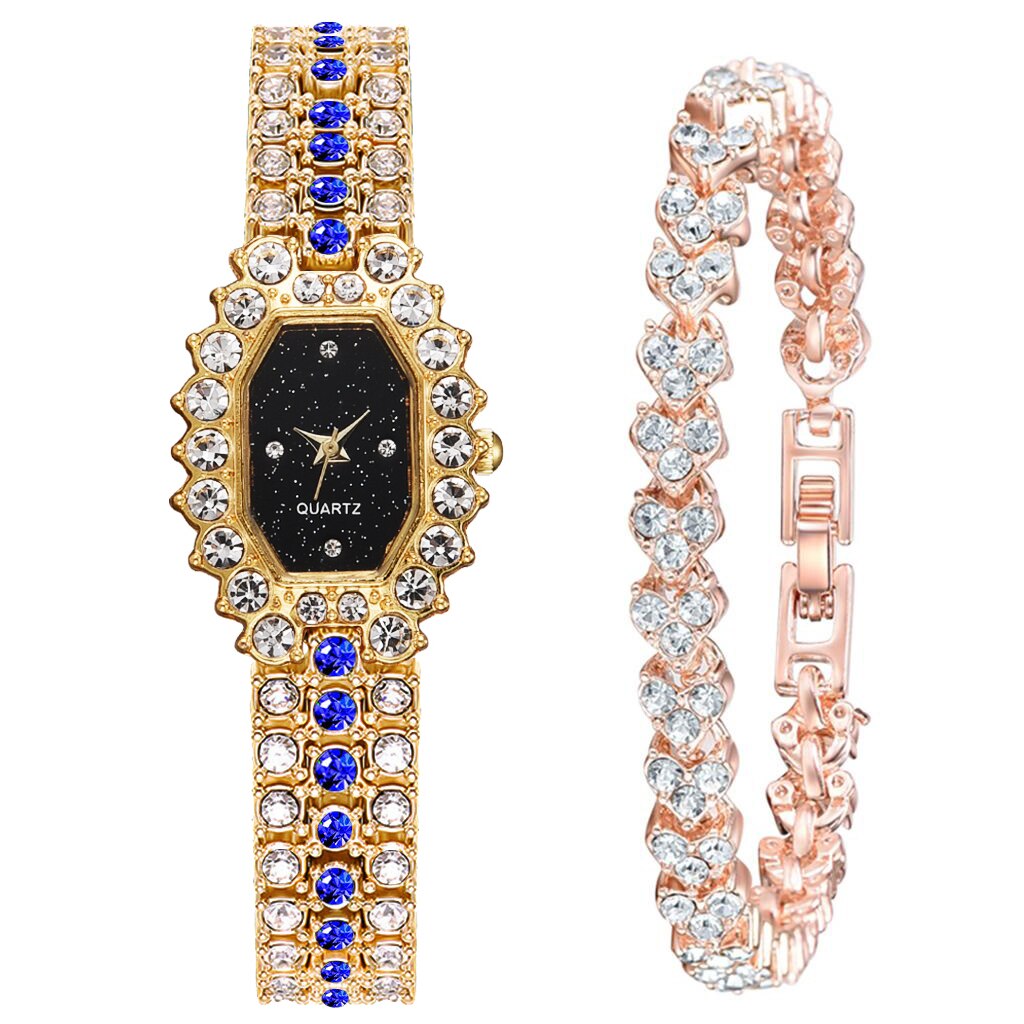 sengpan Christmas wishlist 2pcs/Set Luxury Women Watches Fashion Ladies Quartz Diamond Wristwatch Elegant Rose Gold Female Bracelet Watches New Reloj Muje