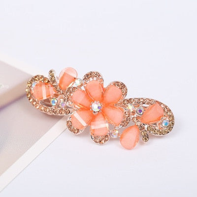 sengpan Barrette For Women Girl Rhinestone Crystal Big Hair Clip Hairpin Rose Peacock Flower Floral Head Accessories Wholesale