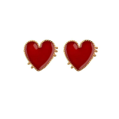 sengpan New Design Red Heart Stud Earring Women Metal Gold Color Eye Heart Lips Wedding  Statement Earrings Fashion Party Jewelry