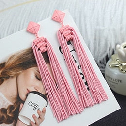 sengpan Long Tassel Earrings Fashion Jewelry Bohemia Statement Summer Dangle Aesthetic Earrings for Women Accessories Korean Style