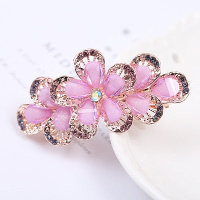 sengpan Barrette For Women Girl Rhinestone Crystal Big Hair Clip Hairpin Rose Peacock Flower Floral Head Accessories Wholesale