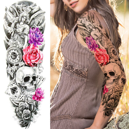 sengpan western jewelry for women Sexy Wolf Full Flower Arm Temporary Tattoo Stickers For Men Body Art Sleeve Tattoo Decals Girl Women Waterproof Tatoo Fox Legs