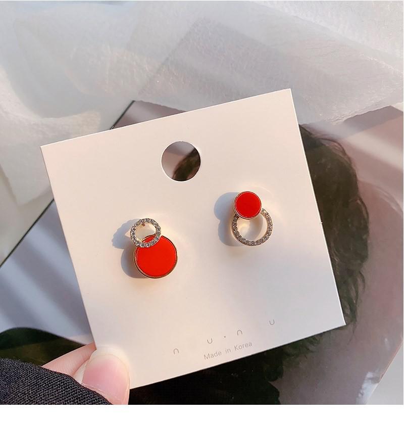 sengpan Christmas gifts ideas Silver Needle Korean Black Round Rhinestone Earrings New Personality Temperament Wild Simple Earrings Jewelry Brinco