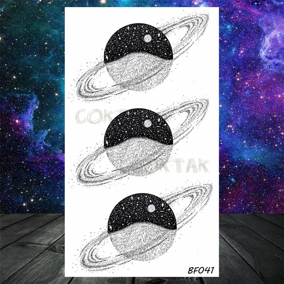 sengpan Lovely Small Planets Temporary Tattoos Realistic Sheets Body Art Arm Tattoos Paper For Adult Kids Fake Waterpoof Tattoo Sticker