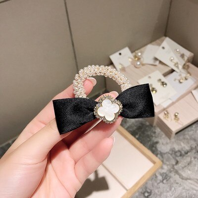 sengpan Women  Scrunchies Hair Ties Elastic Rubber Bands Adult Pearl Bow Knot Bear Animal Fashion Girl Korean Accessories Lady Wholesale